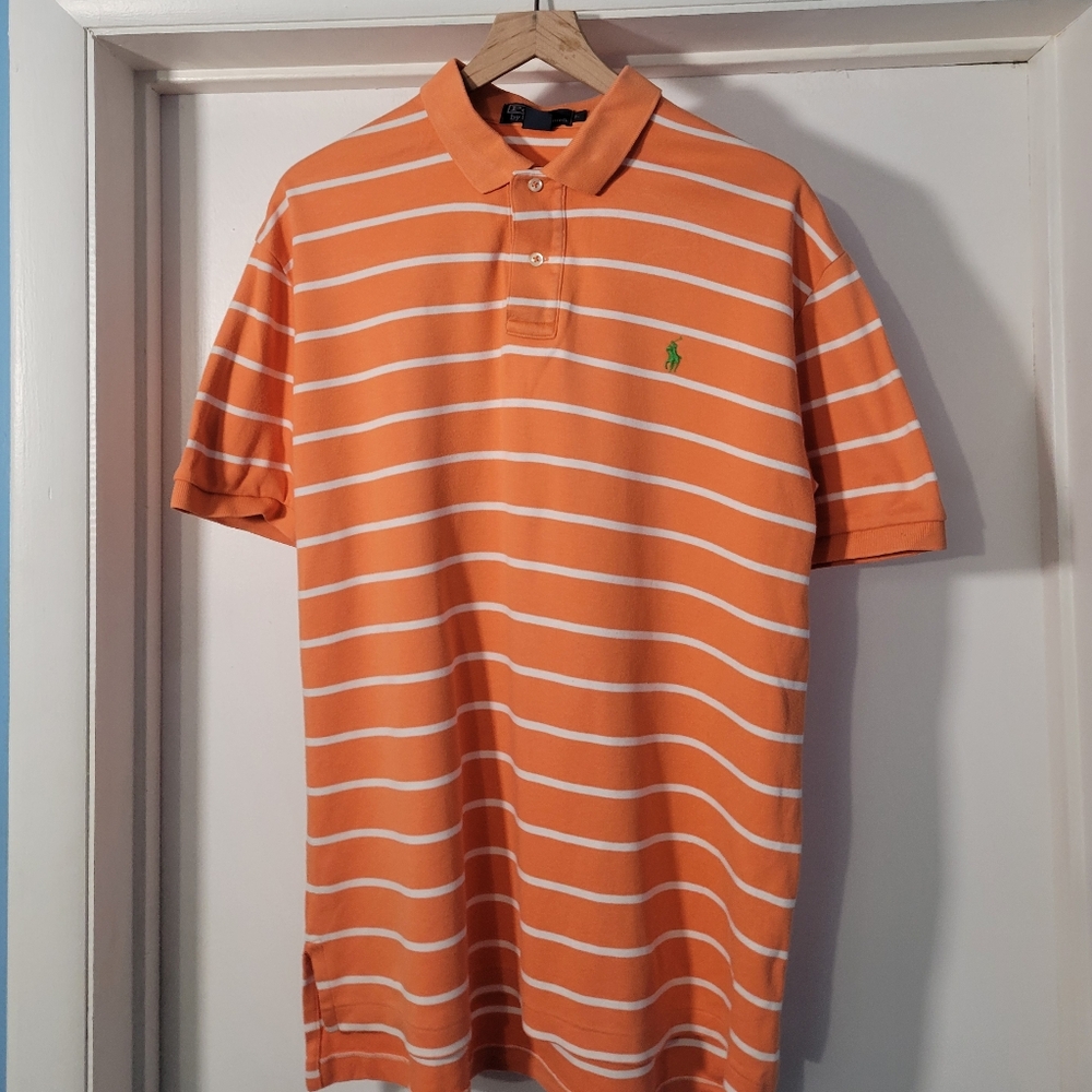 Polo by Ralph Lauren Orange and White Striped Polo Shirt